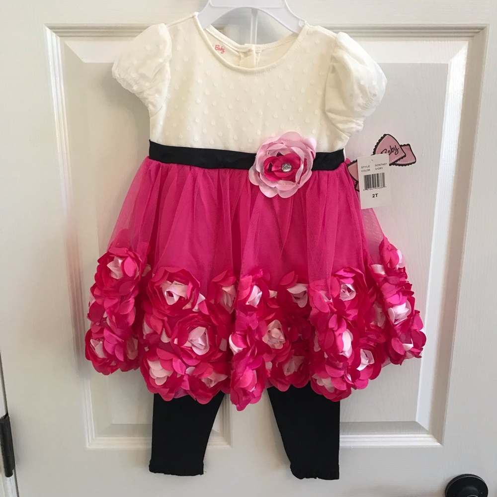 NEW Floral Hem Tunic/Dress with Pants 2T